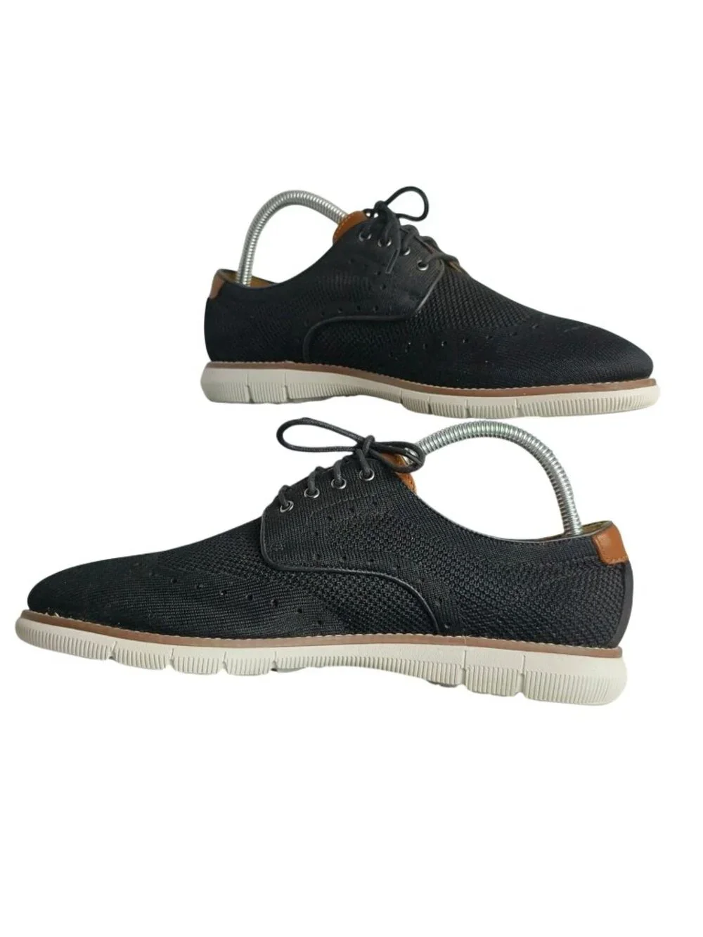 Johnston & Murphy Boys 6 Holden Knit Wingtip Lace-Up Shoes Black New
